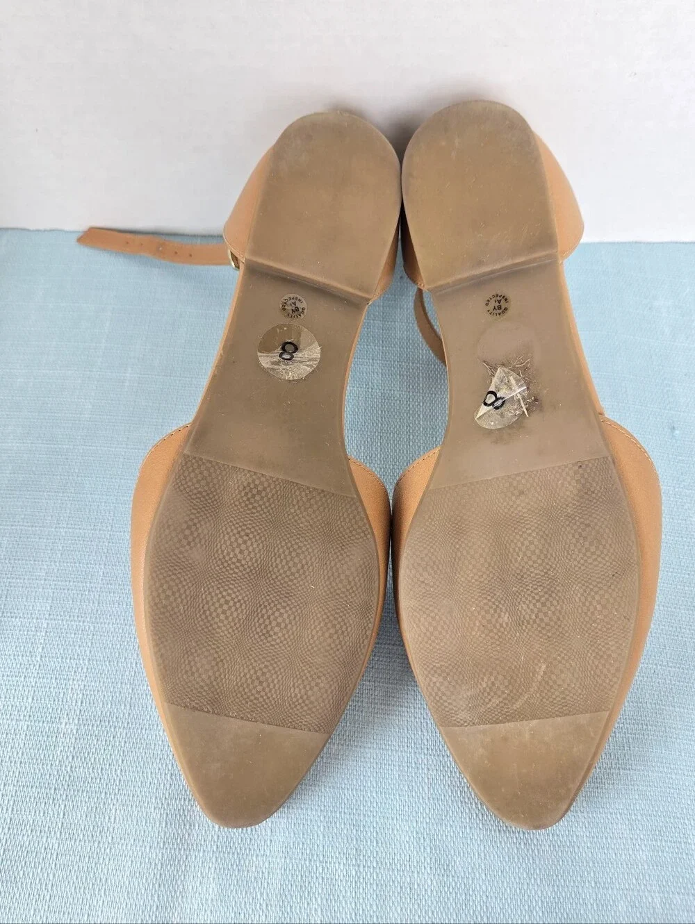 a.n.a A New Approach Darell Ankle Strap Ballet Flats Tan Suede Pointed Toe 8